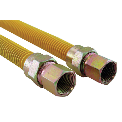 3/8" OD Gas Connector, Coated with Fitting, 3/8” FIP x 3/8” FIP x 48”