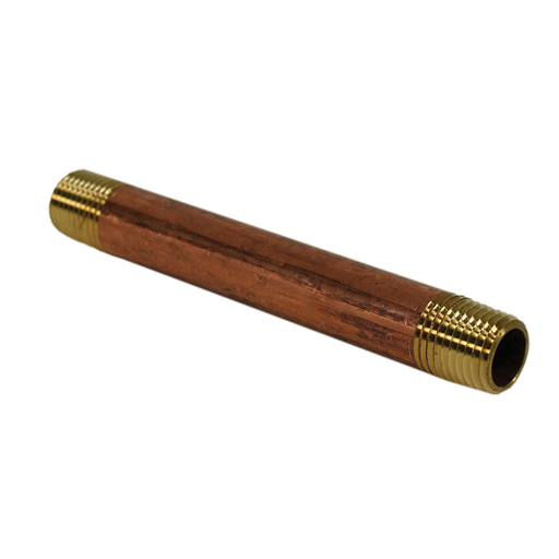 1/4" x 4-1/2" Red Brass Pipe Nipple, Lead Free