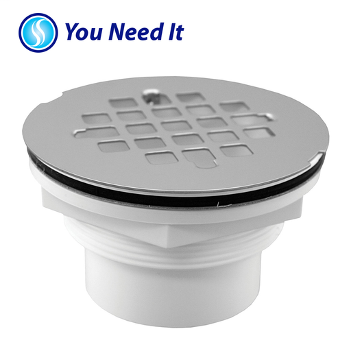 2" PVC Drop-in Solvent Outlet Shower Stall Drain with Stainless Steel Strainer