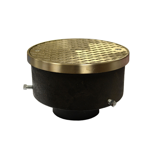 2" Adjustable ABS Cleanout for Plastic Pipe with 5-1/2" Nickel Bronze Cover with Ring - Height 3-1/8" - 4-1/8"