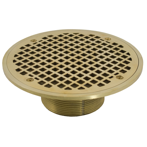 3-1/2" IPS Metal Spud with 8" Polished Brass Round Strainer