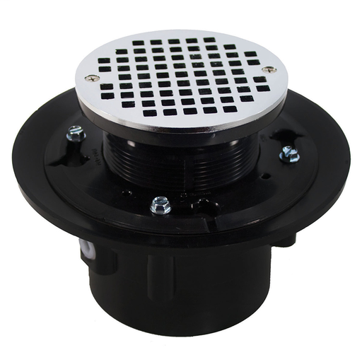 2" x 3" Heavy Duty ABS Drain Base with 3-1/2" Plastic Spud and 5" Chrome Plated Strainer