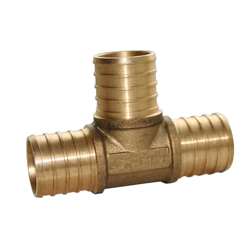 3/4" Brass PEX Equal Tee, Lead Free