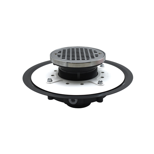 2" Heavy Duty PVC Drain Base with 3-1/2" Plastic Spud and 5" Chrome Plated Strainer with Ring