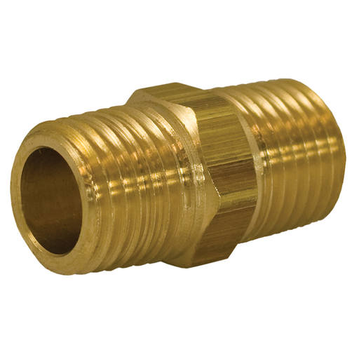 1/4" Yellow Brass Hex Nipple