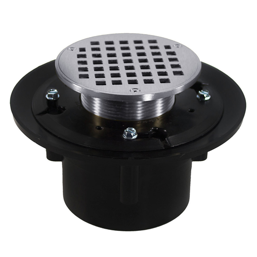 3" x 4" Heavy Duty ABS Drain Base with 3-1/2" Metal Spud and 5" Chrome Plated Strainer