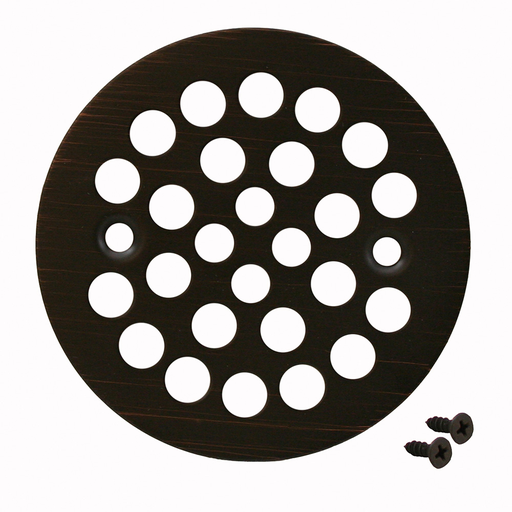 Old World Bronze 4-1/4" Strainer with Screws for Fiberglass Shower Stall
