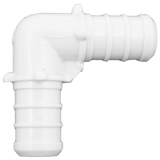 1" 90° Plastic White PEX Elbow, Lead Free