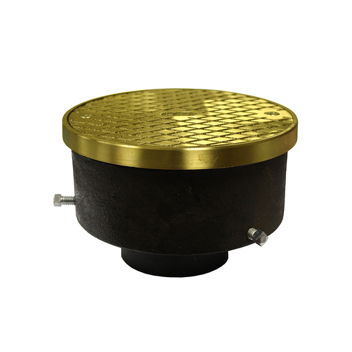 2" Adjustable ABS Cleanout for Plastic Pipe with 5-1/2" Polished Brass Cover with Ring - Height 3-1/8" - 4-1/8"