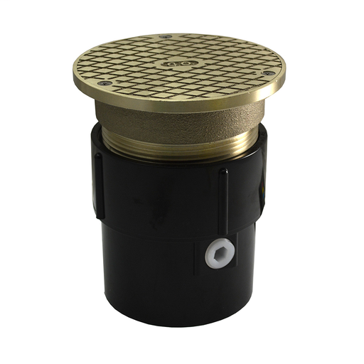 3" x 4" ABS Pipe Fit Base Cleanout with 3-1/2" Metal Spud and 5" Nickel Bronze Cover