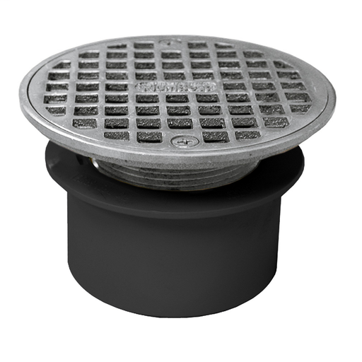 3" PVC Inside Pipe Fit Drain Base with 2" Metal Spud and 6" Chrome Plated Strainer