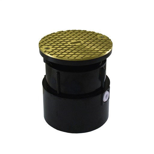 4" ABS Over Pipe Fit Base Cleanout with 3-1/2" Plastic Spud and 5" Polished Brass Cover