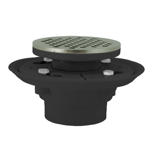 2" x 3" PVC Shower Drain/Floor Drain with 4" Chrome Plated Cast Round Strainer