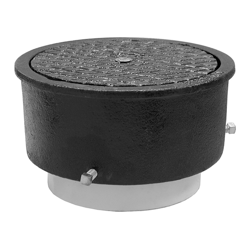 2" Adjustable ABS Cleanout for Plastic Pipe with 5-1/4" Cast Iron Cover with Center Screw - Height 2-7/8" - 3-7/8"