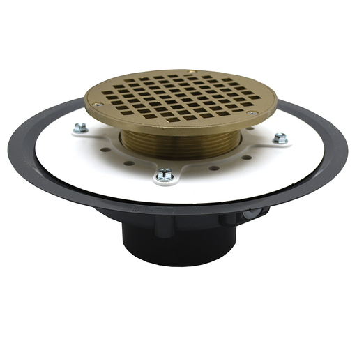 3" Heavy Duty PVC Drain Base with 3-1/2" Metal Spud and 6" Nickel Bronze Strainer