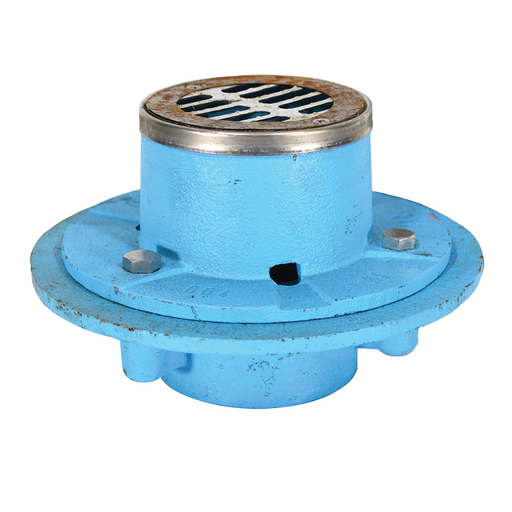2" IPS Code Blue EZ Test Shower Drain with 7" Base and 4-1/4" Stainless Steel Round Strainer