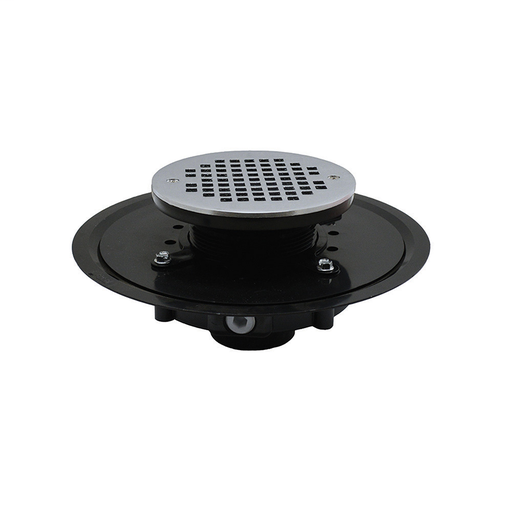 2" Heavy Duty ABS Drain Base with 3-1/2" Plastic Spud and 6" Chrome Plated Strainer
