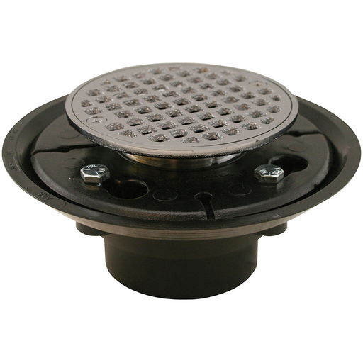 2" x 3" ABS Shower Drain/Floor Drain with Brass Tailpiece and 4" Chrome Plated Round Strainer