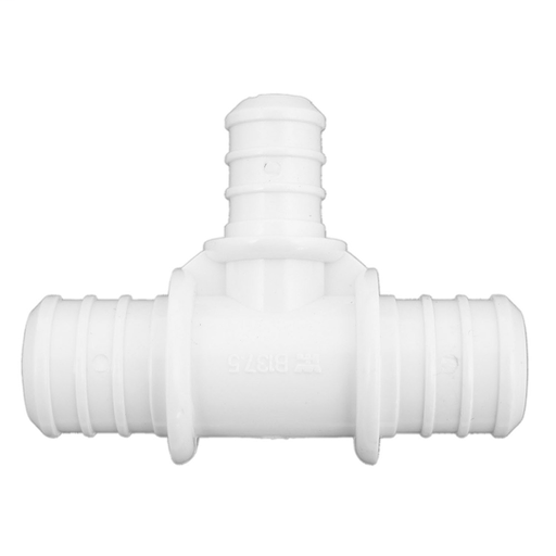 3/4" x 3/4" x 1/2" Plastic White PEX Reducing Tee, Lead Free