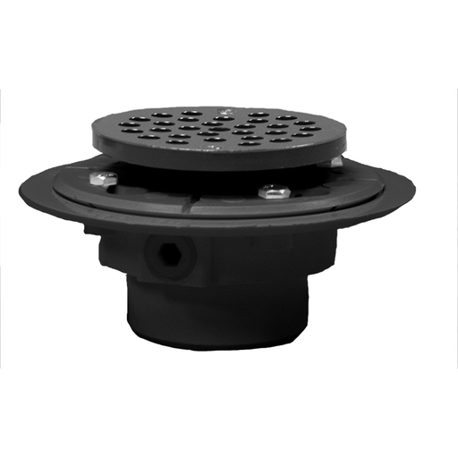 2" x 3" PVC Shower Drain/Floor Drain with 4" Nickel Bronze Cast Round Strainer and Primer Tap
