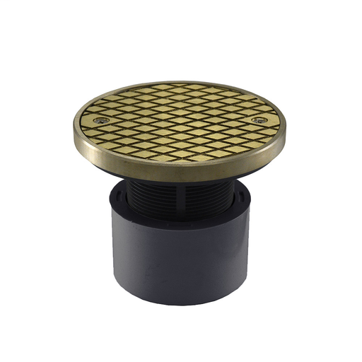 2" x 3" PVC Cleanout with 2" Plastic Spud and 4" Nickel Bronze Cover with Ring