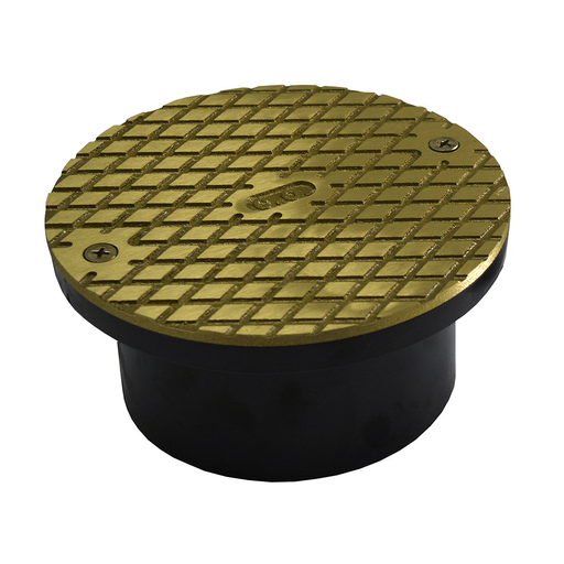 3" x 4" ABS General Purpose Cleanout with 5" Polished Brass Cover with Ring