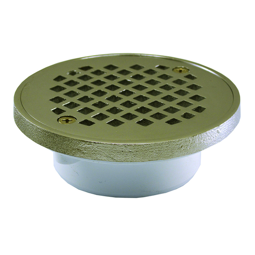 2" x 3" General Purpose PVC Drain with 4-1/4" Nickel Bronze Round Strainer with Ring