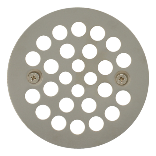 Polished Nickel 4-1/4" Strainer with Screws for Fiberglass Shower Stall