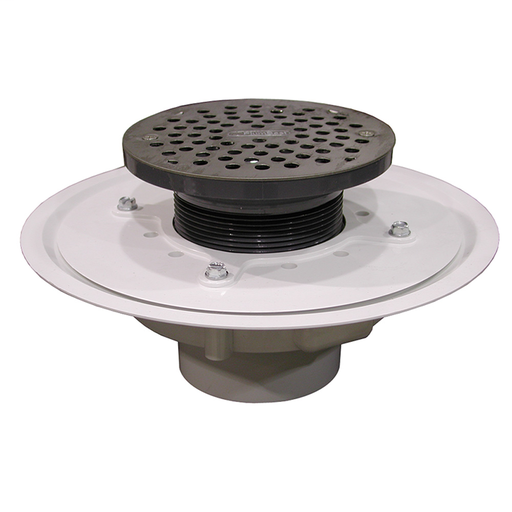 3" Heavy Duty PVC Drain Base with 3-1/2" Plastic Spud and 6" Stainless Steel Strainer