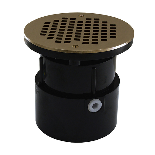 2" ABS Over Pipe Fit Drain Base with 2" Plastic Spud and 4" Nickel Bronze Strainer