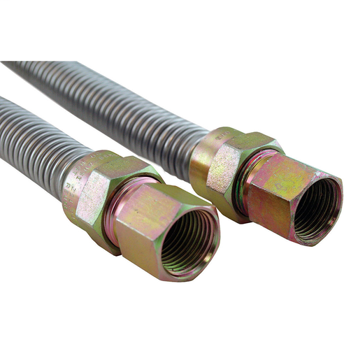 5/8" Gas Connector, Uncoated with Fitting, 1/2" FIP x 1/2" FIP x 18"