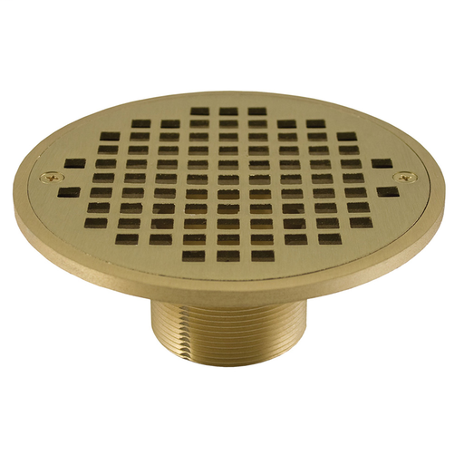 2" IPS Metal Spud with 6" Polished Brass Round Strainer