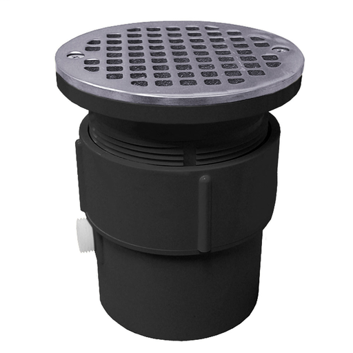 3" x 4" PVC Pipe Fit Drain Base with 3-1/2" Plastic Spud and 5" Chrome Plated Strainer