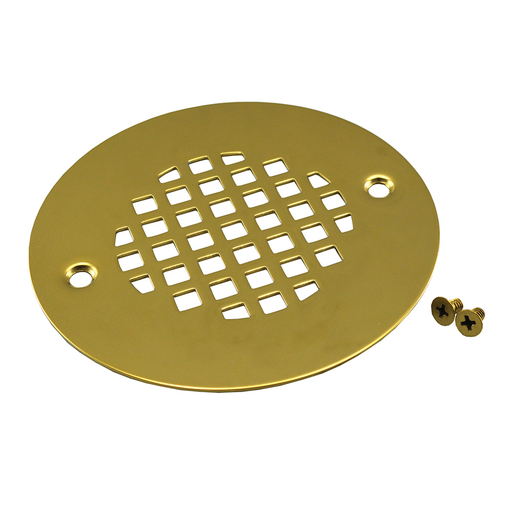 4-1/2" Polished Brass (PVD) Strainer with Screws for Bronze Shower Drains
