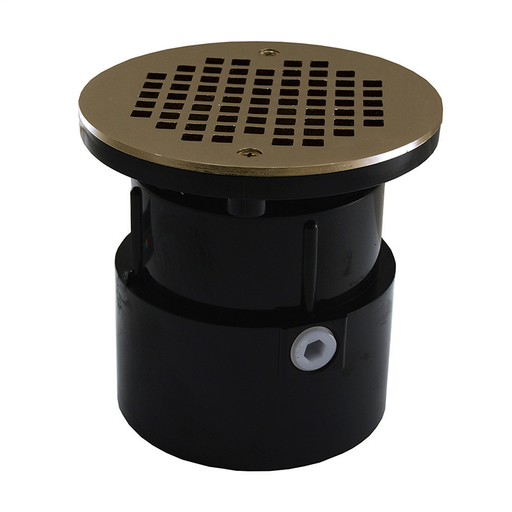 3" ABS Over Pipe Fit Drain Base with 3" Plastic Spud and 6" Nickel Bronze Strainer