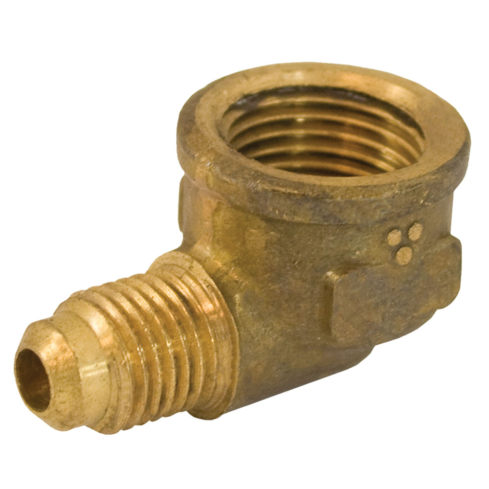 3/8" x 3/8" 90° Brass Flare x Female Elbow
