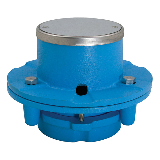 2" No Caulk Code Blue Shower Drain with 6" Base and 4-1/4" Stainless Steel Round Strainer