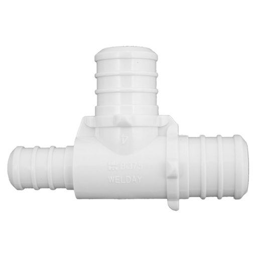 3/4" x 1/2" x 3/4" Plastic White PEX Reducing Tee, Lead Free