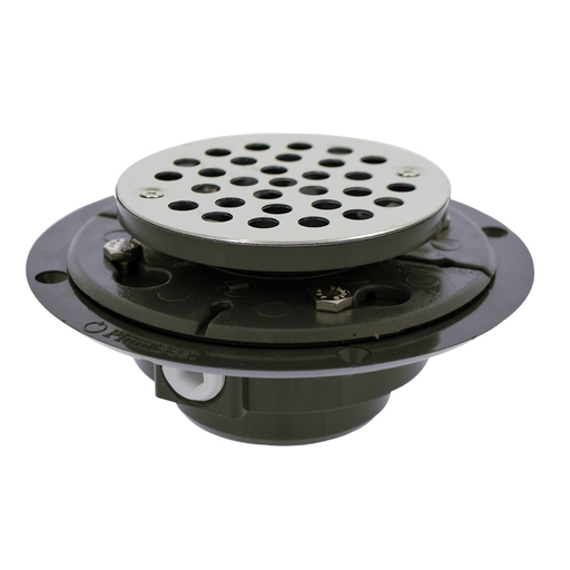2" x 3" PVC Low Profile Drain with Stainless Steel Round Strainer