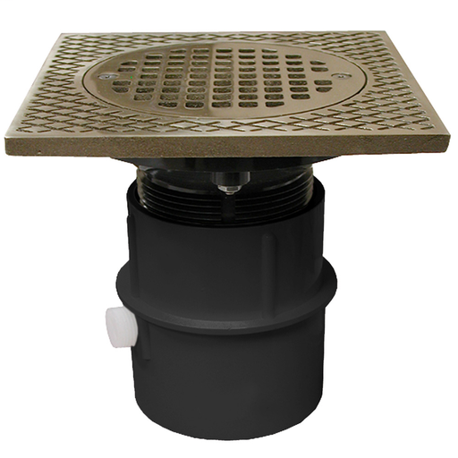 3" PVC Over Pipe Fit Drain Base with 3" Plastic Spud and 5" Nickel Bronze Strainer