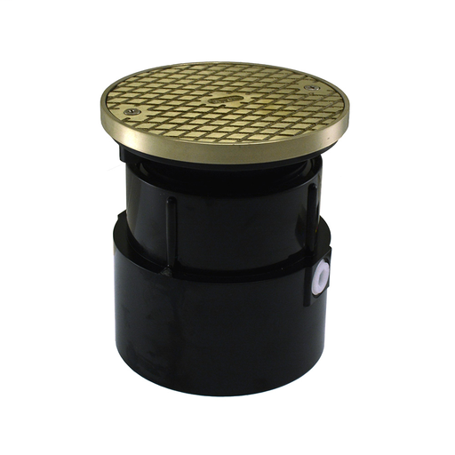 4" ABS Over Pipe Fit Base Cleanout with 3-1/2" Plastic Spud and 5" Nickel Bronze Cover with Ring