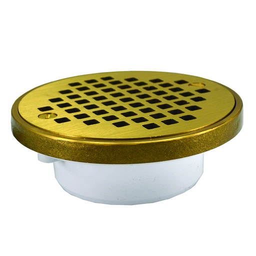 2" x 3" General Purpose PVC Drain with 4-1/4" Polished Brass Round Cast Strainer