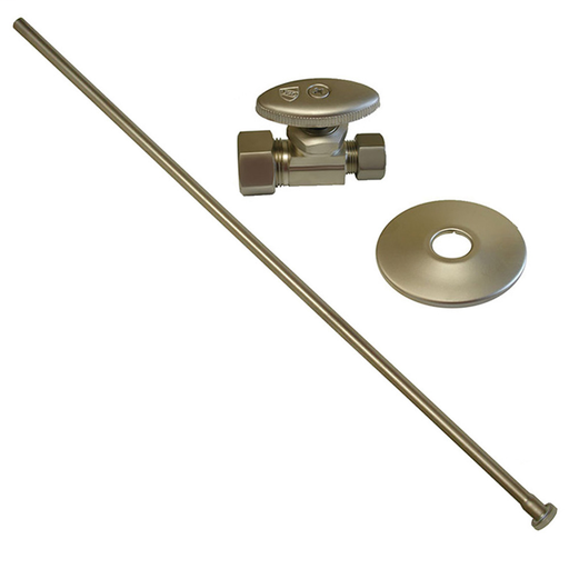 Brushed Nickel 3/8" x 20" Closet Supply and 3/8" x 5/8" Angle Stop Kit