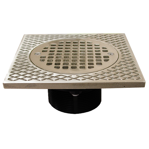 3" IPS ABS Spud with 7" Square Top and 5" Nickel Bronze Strainer