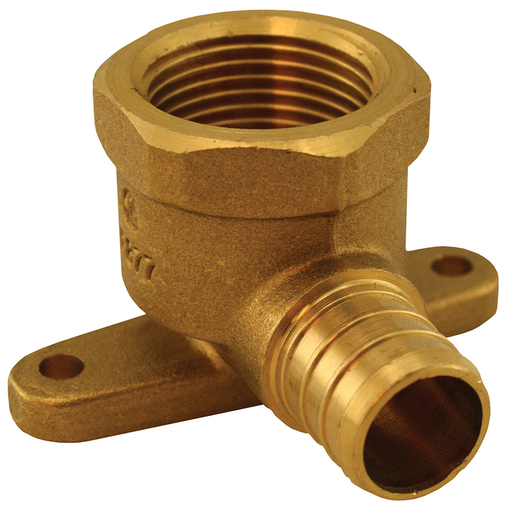 3/4" x 3/4" Brass PEX x Female Drop Ear 90° Elbow, Lead Free