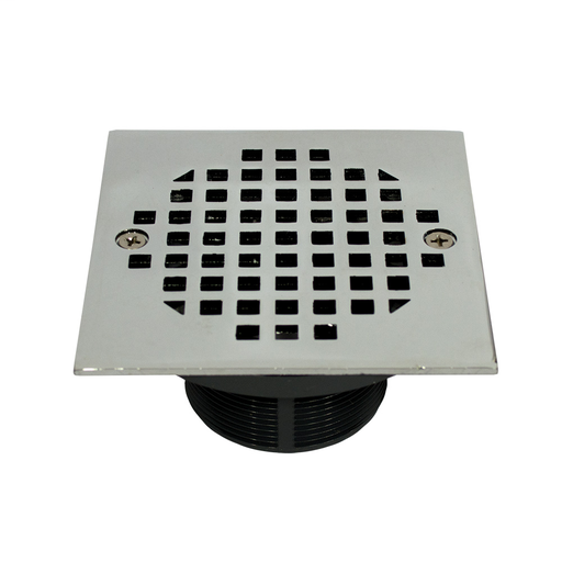 2" PVC IPS Plastic Spud with 4" Chrome Plated Square Strainer