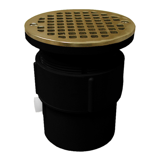 3" x 4" ABS Pipe Fit Drain Base with 3-1/2" Plastic Spud and 5" Nickel Bronze Strainer