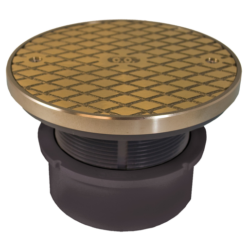 4" PVC Hub Fit Base Cleanout with 3-1/2" Plastic Spud and 6" Nickel Bronze Cover with Ring