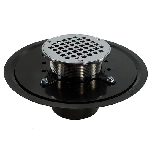 3" Heavy Duty ABS Drain Base with 3-1/2" Metal Spud and 6" Chrome Plated Strainer