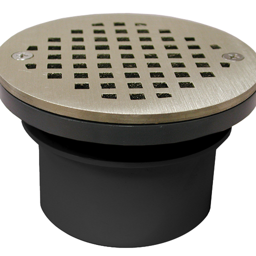 3" PVC Inside Pipe Fit Drain Base with 2" Plastic Spud and 4" Nickel Bronze Strainer